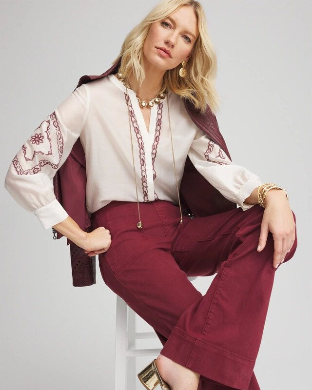 Tencel-Blend Embroidered Blouse - image 2